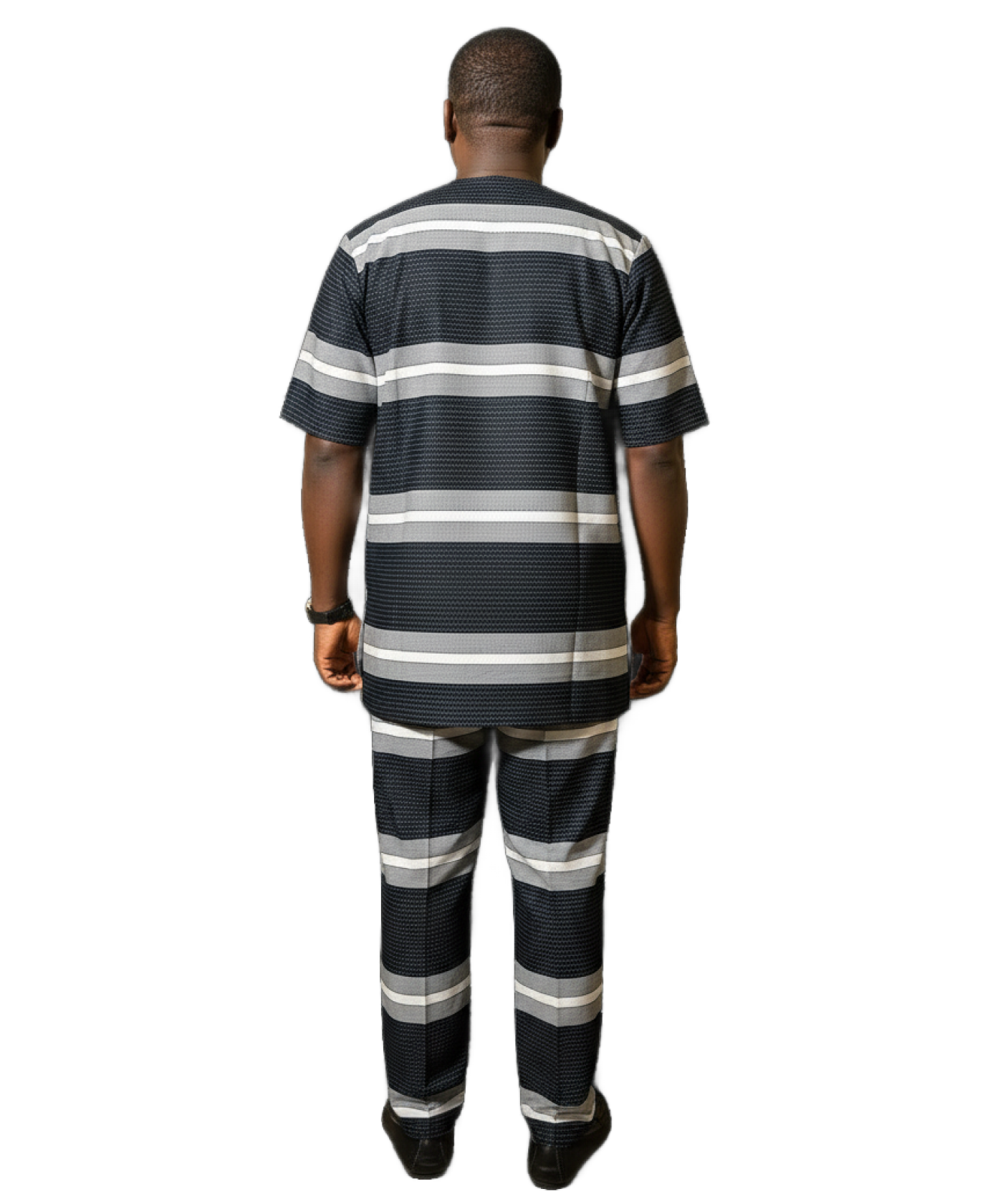 Premium Navy Blue Striped African Men’s clothing Dashiki Wear Outfit | MP Collection - Alternative